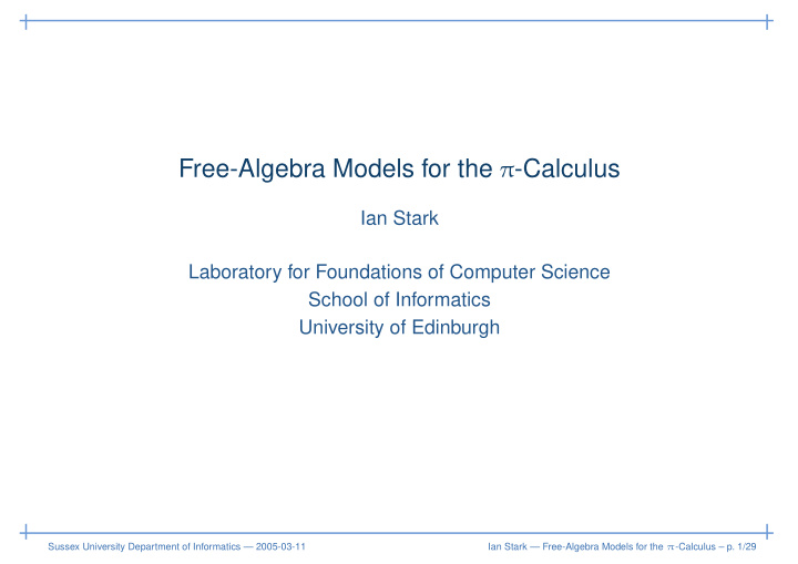 free algebra models for the calculus