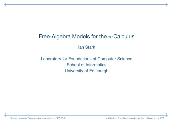 free algebra models for the calculus