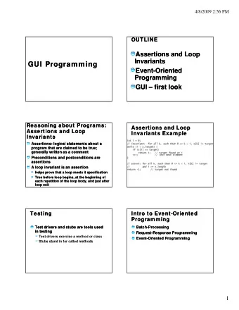 GUI Programming  GUI Programming  Event  E  Event-Oriented  E  t  t O i  O i  Oriented  t d  t d