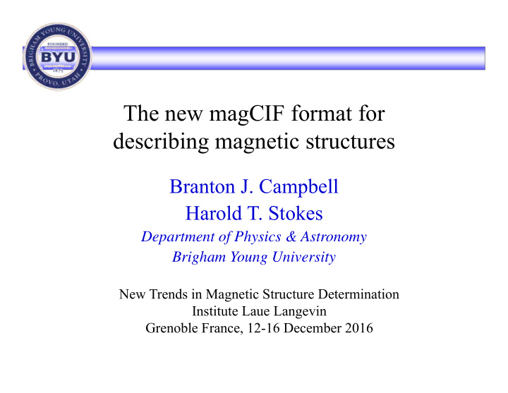 the new magcif format for describing magnetic structures