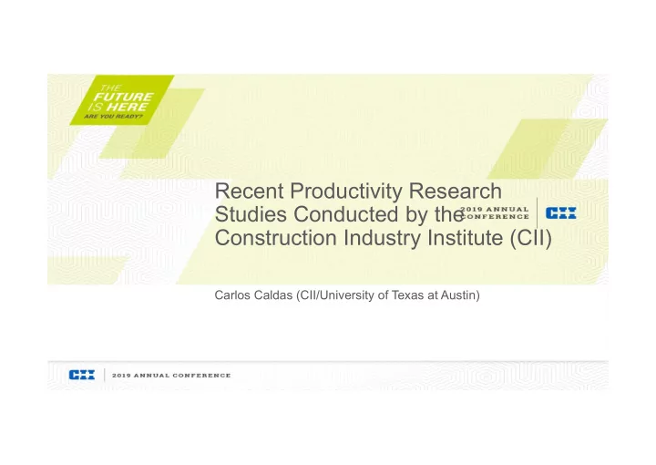 recent productivity research studies conducted by the