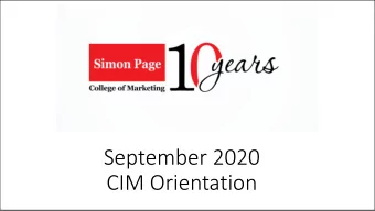 September 2020  CIM Orientation  Introduction  Christiana Aina  Operations Manager  Agenda