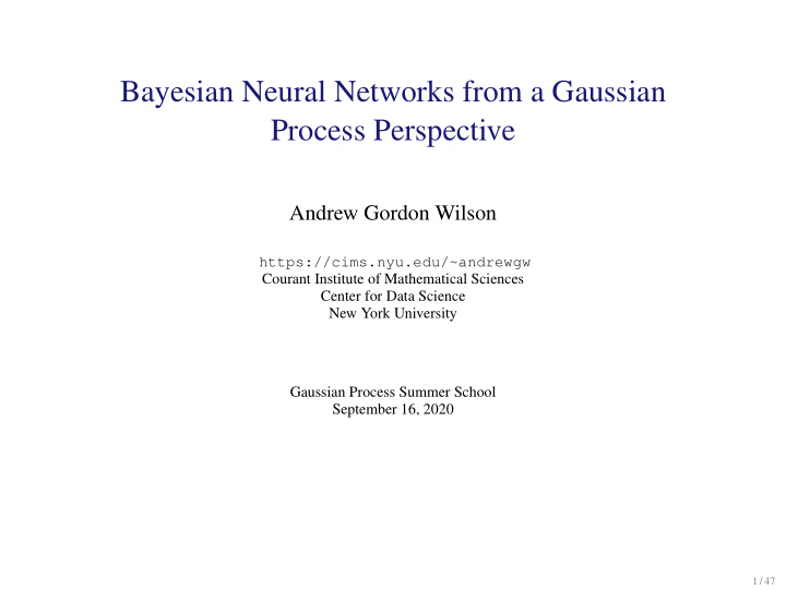 bayesian neural networks from a gaussian process