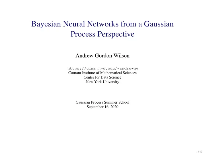 bayesian neural networks from a gaussian process