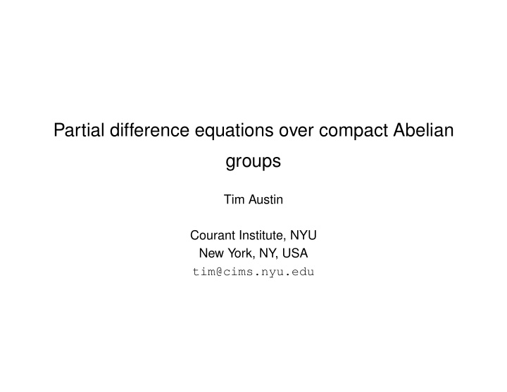 partial difference equations over compact abelian groups