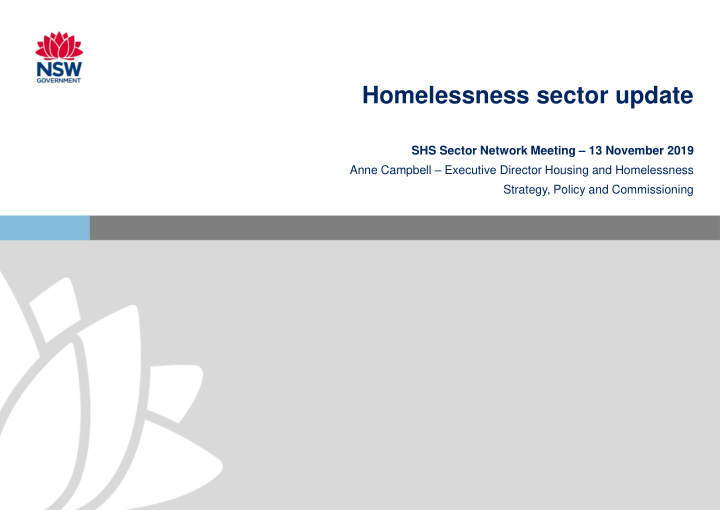 homelessness sector update