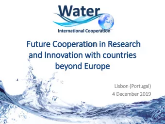 and In  Innovation wit  ith countries  beyond Europe  Lis  Lisbon (P  (Portugal)  4  4 De  December