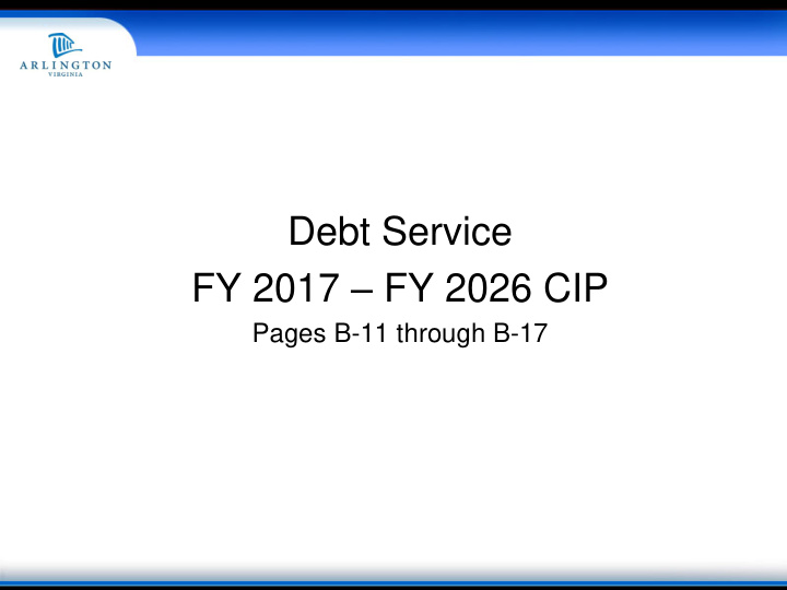 debt service fy 2017 fy 2026 cip