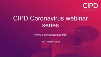 series  How to get redundancies right  15 October 2020  Welcome  Katie Jacobs, Senior Stakeholder