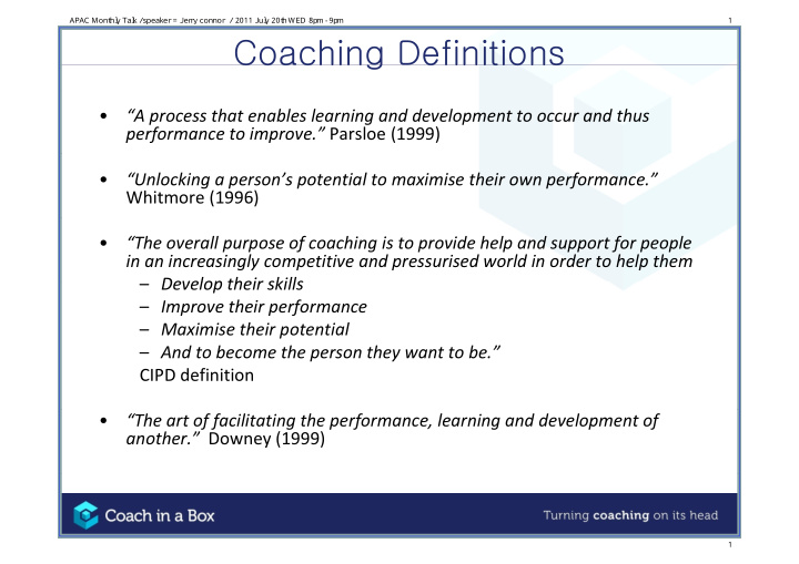 coaching definitions