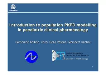 I ntroduction to population PKPD modelling  modelling  I ntroduction to population PKPD  in