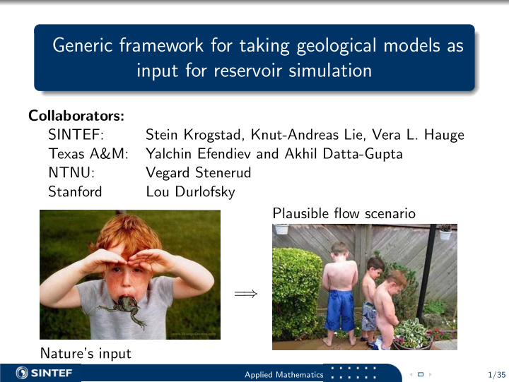 generic framework for taking geological models as input