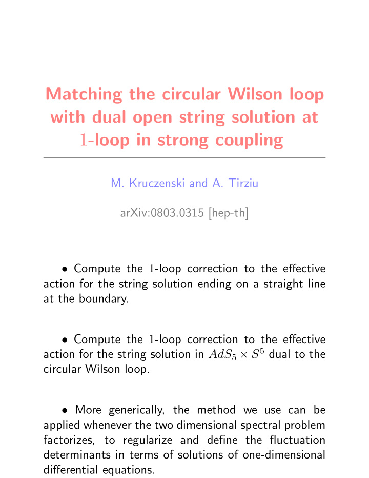 matching the circular wilson loop with dual open string
