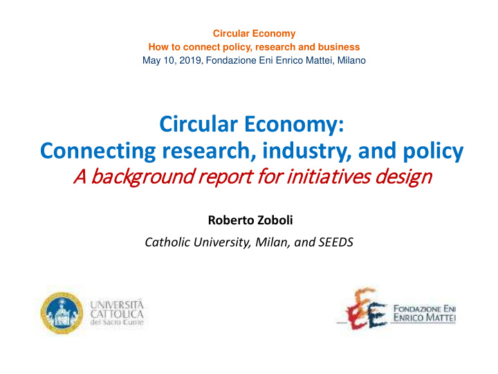 circular economy connecting research industry and policy