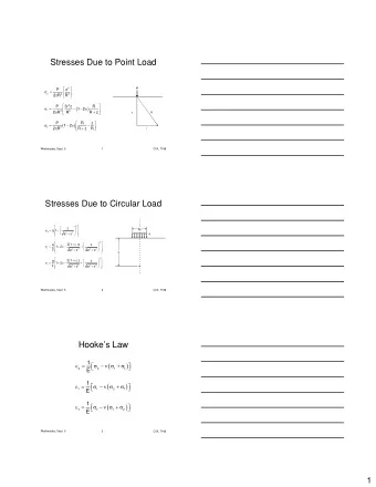 Stresses Due to Point Load      3  P  P  z   =      z    2 R  2    R  3