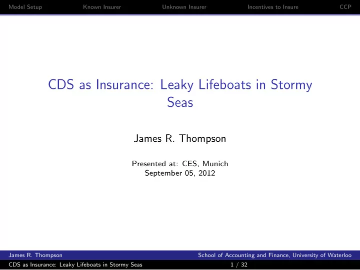 cds as insurance leaky lifeboats in stormy seas