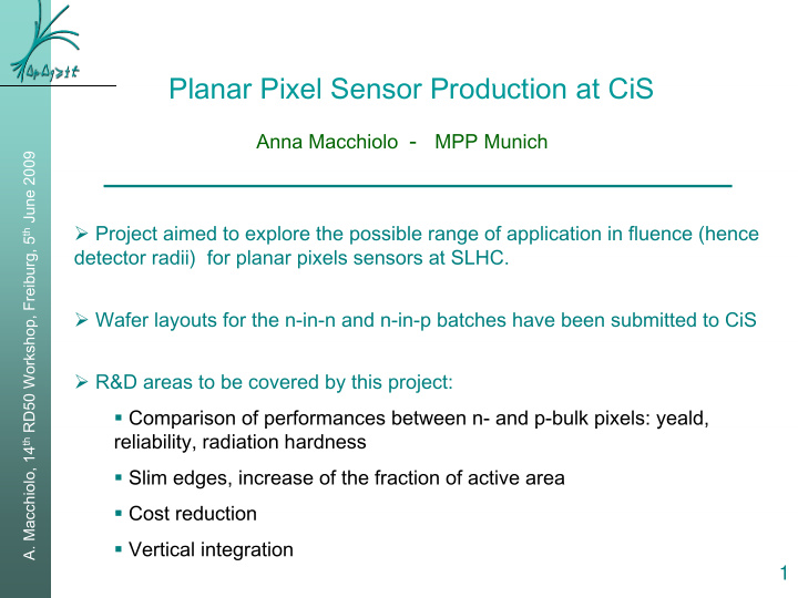 planar pixel sensor production at cis planar pixel sensor