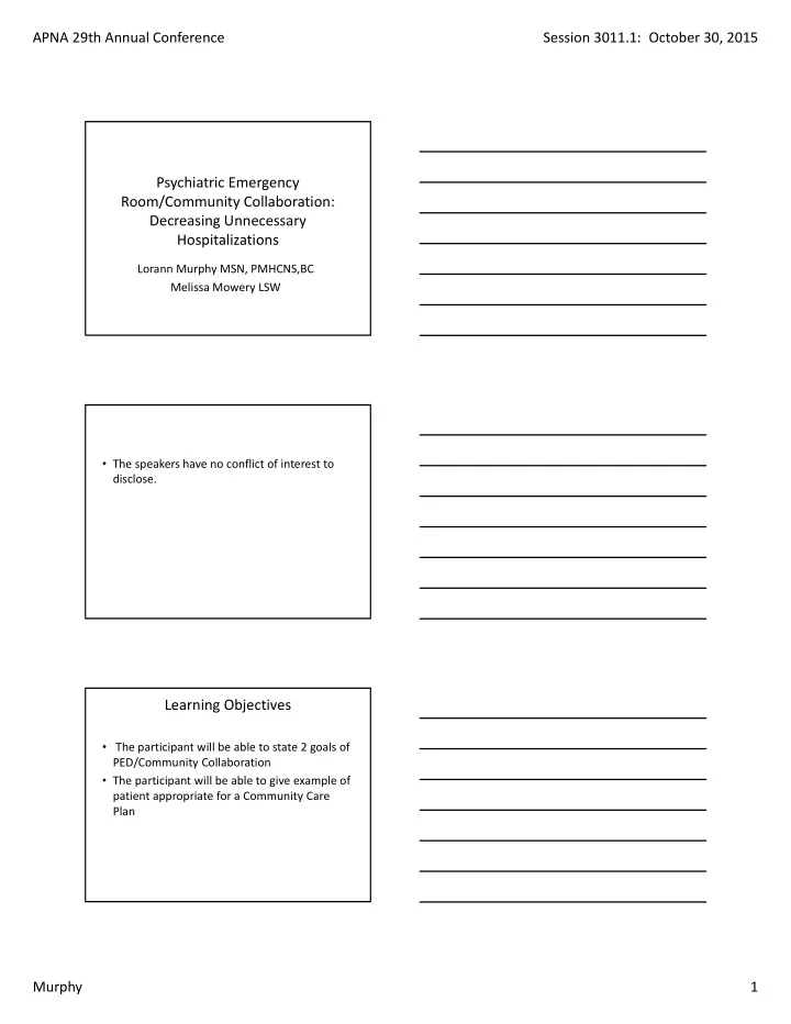 psychiatric emergency room community collaboration