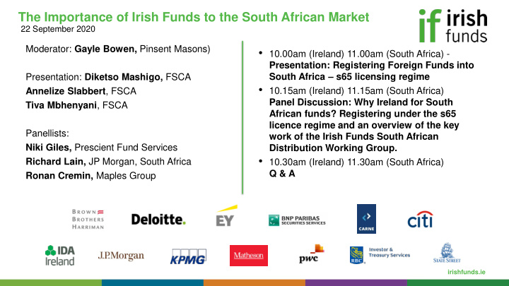 the importance of irish funds to the south african market