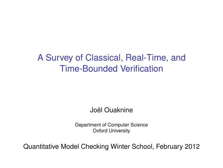a survey of classical real time and time bounded