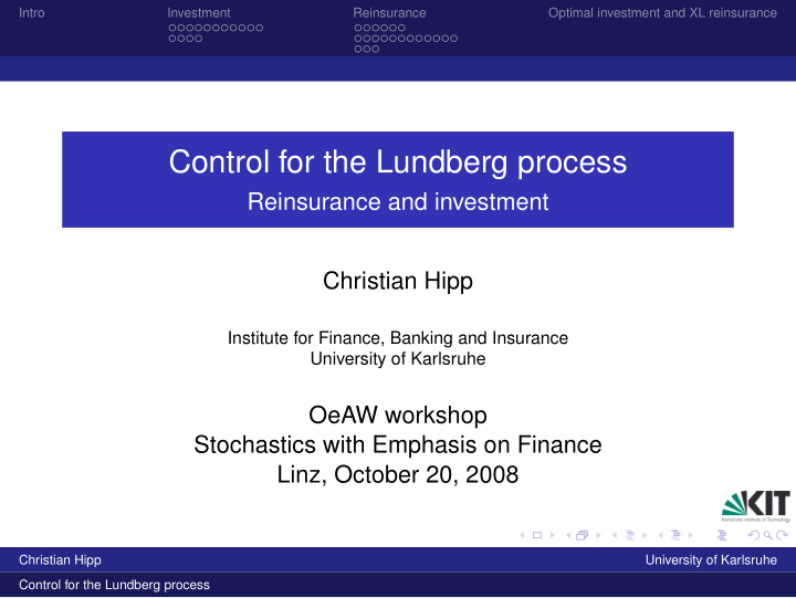control for the lundberg process