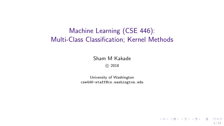 machine learning cse 446 multi class classification