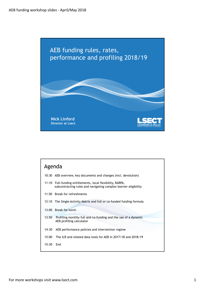 aeb funding rules rates performance and profiling 2018 19