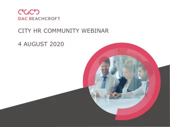 CITY HR COMMUNITY WEBINAR  4 AUGUST 2020  SMCR  THE FINAL COUNTDOWN FOR SOLO  REGULATED FIRMS