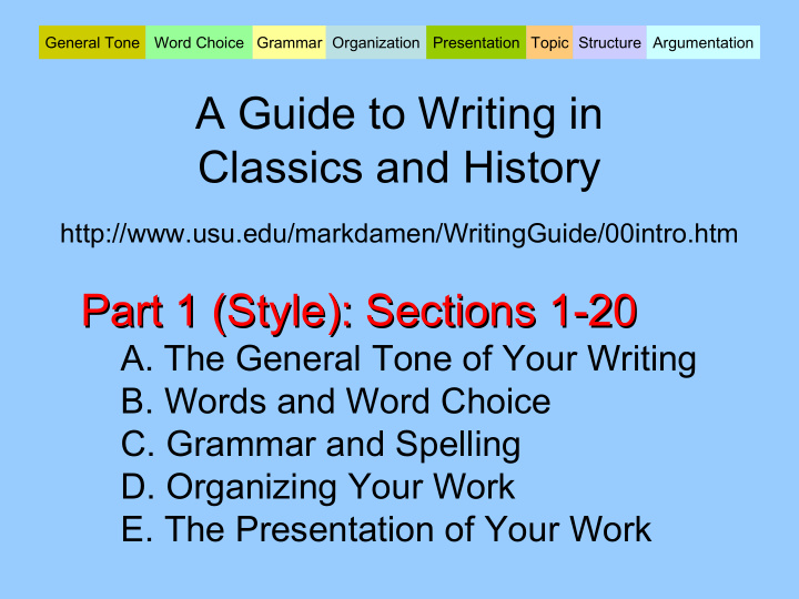 a guide to writing in classics and history