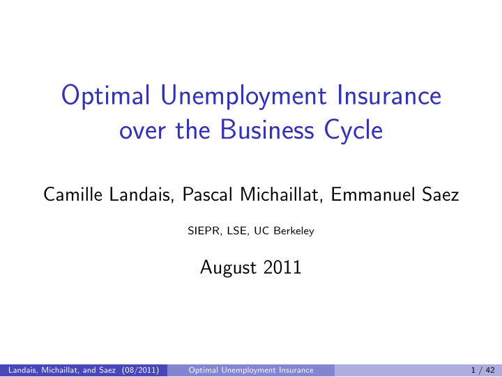 optimal unemployment insurance over the business cycle