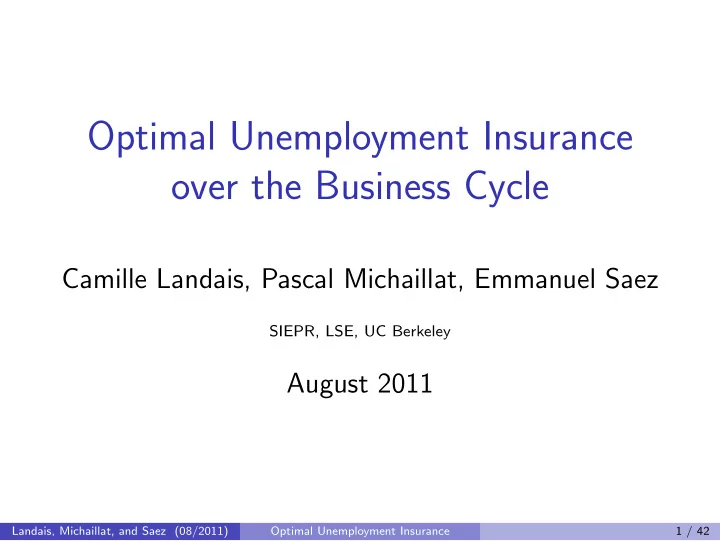 optimal unemployment insurance over the business cycle