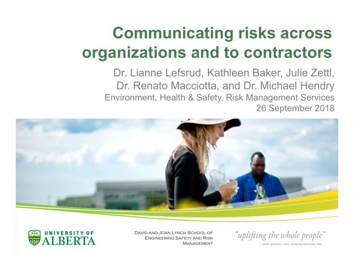 communicating risks across organizations and to