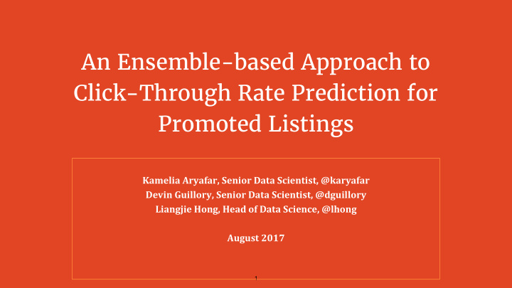 an ensemble based approach to click through rate