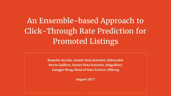 an ensemble based approach to click through rate