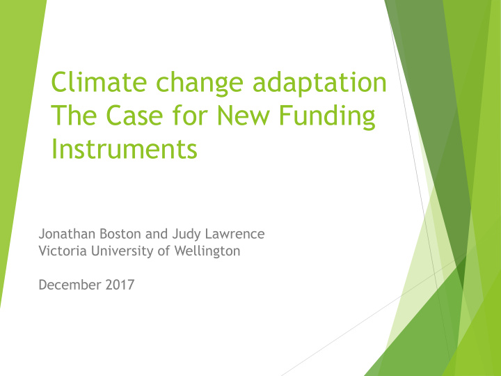 climate change adaptation the case for new funding
