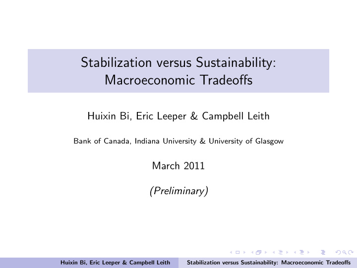 stabilization versus sustainability macroeconomic