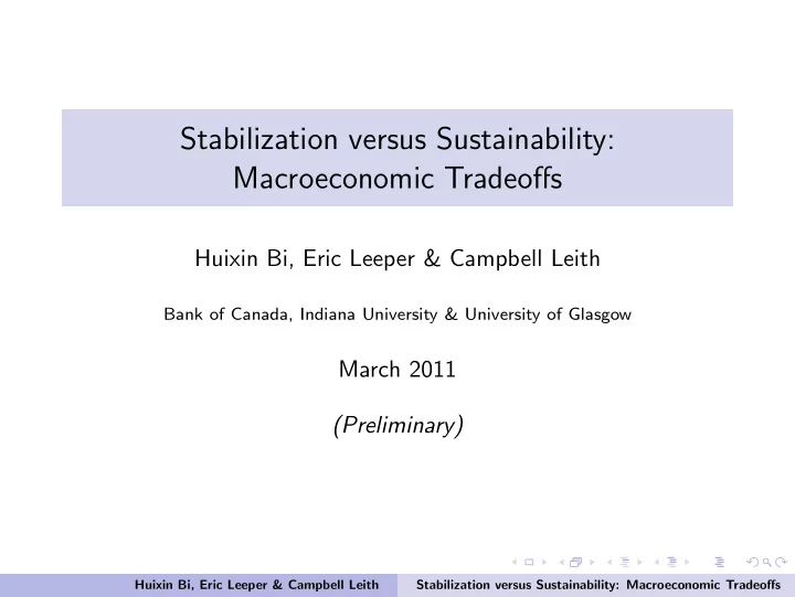 stabilization versus sustainability macroeconomic