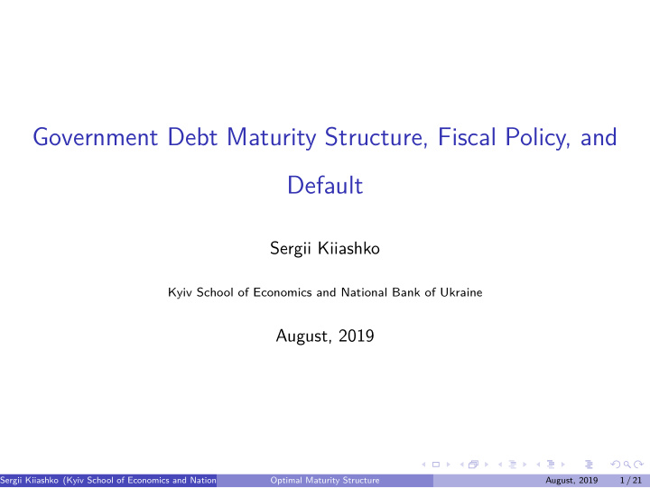 government debt maturity structure fiscal policy and