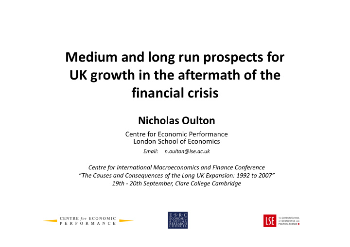 medium and long run prospects for uk growth in the