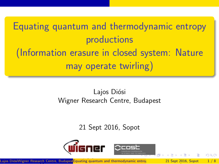 equating quantum and thermodynamic entropy productions