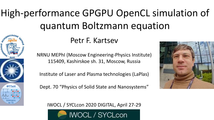 high performance gpgpu opencl simulation of