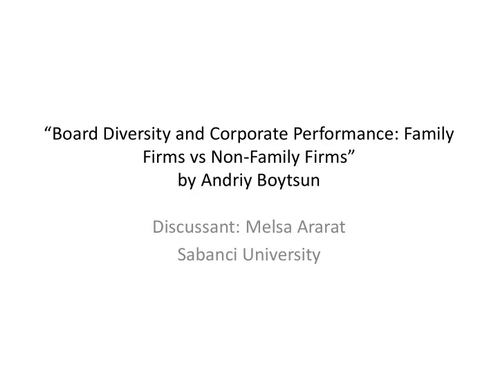 board diversity and corporate performance family firms vs