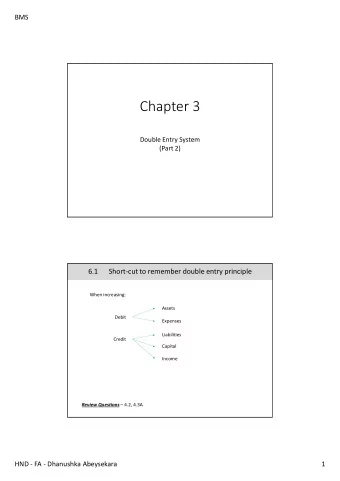 Chapter 3  Double Entry System  (Part 2)  6.1  Short-cut to remember double entry principle  When