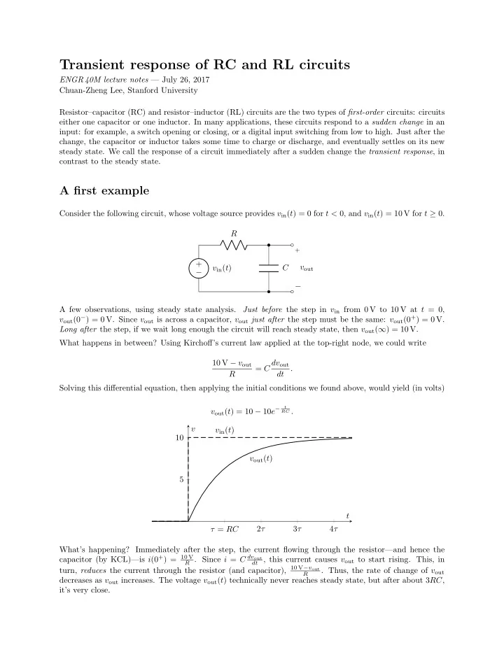 transient response of rc and rl circuits
