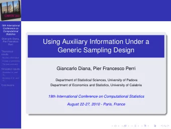 Using Auxiliary Information Under a  Pier Francesco  Perri  Generic Sampling Design  Theoretical
