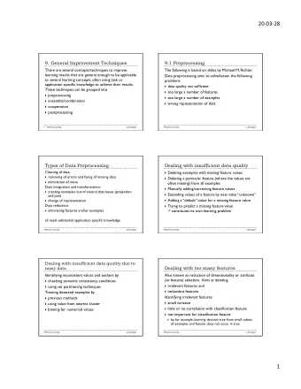20-03-28  9. General Improvement Techniques  9.1 Preprocessing  There are several