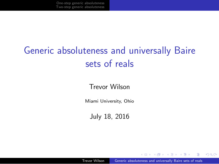generic absoluteness and universally baire sets of reals