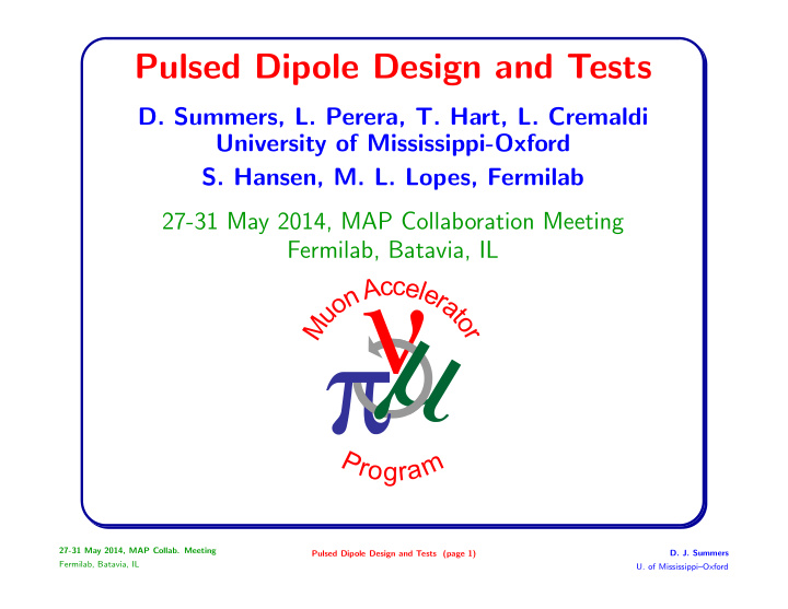 pulsed dipole design and tests