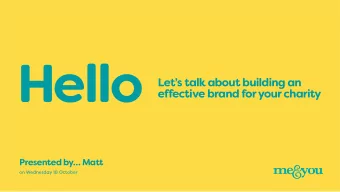 Hello  Lets talk about building an  effective brand for your charity  Presented by Matt  on