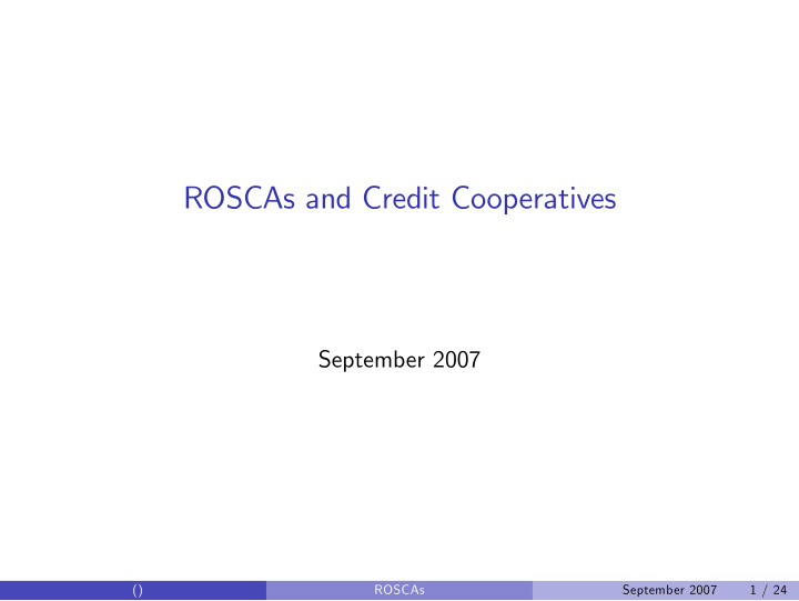 roscas and credit cooperatives